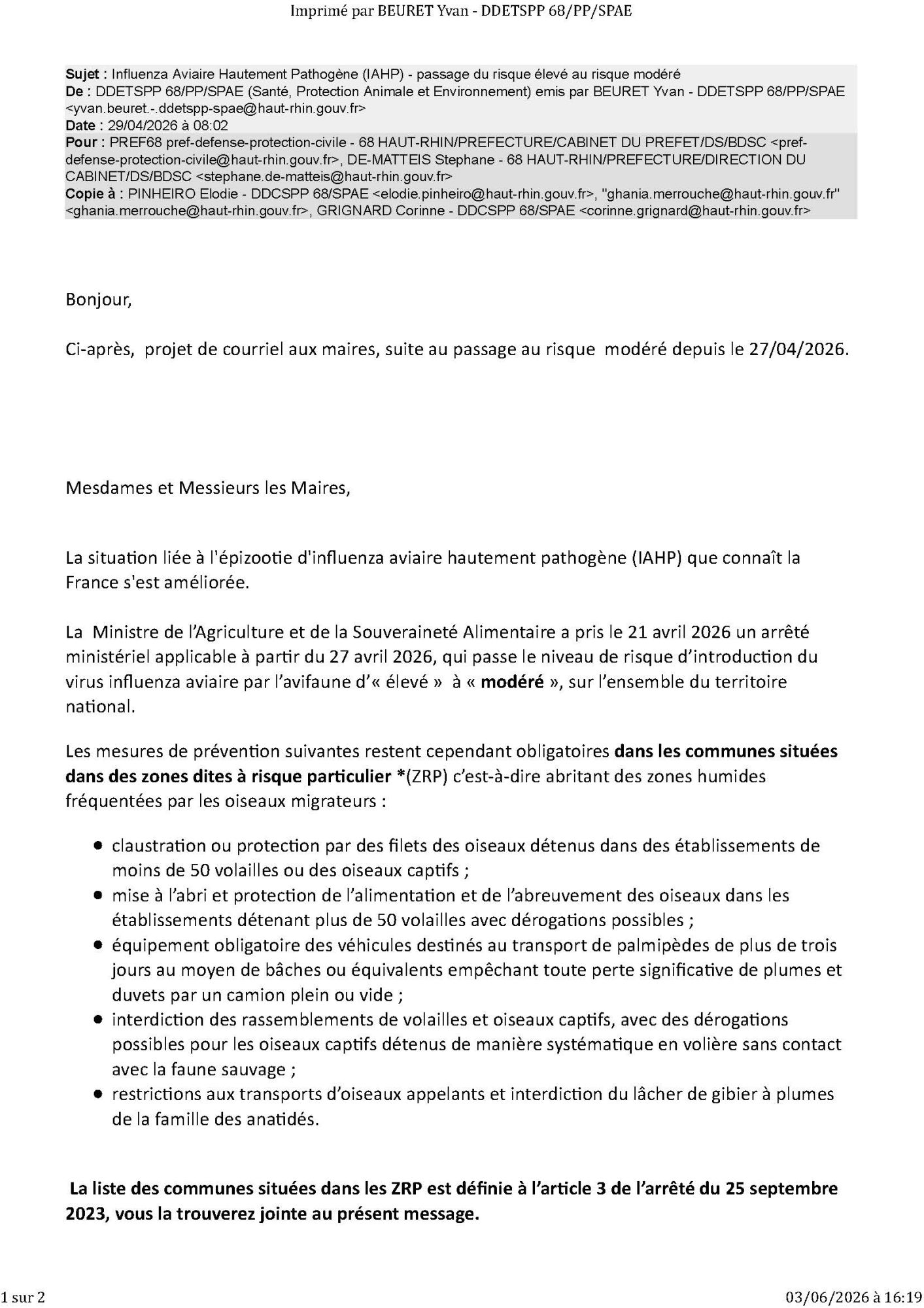 influenza aviaire arrete influenza aviaire arrete