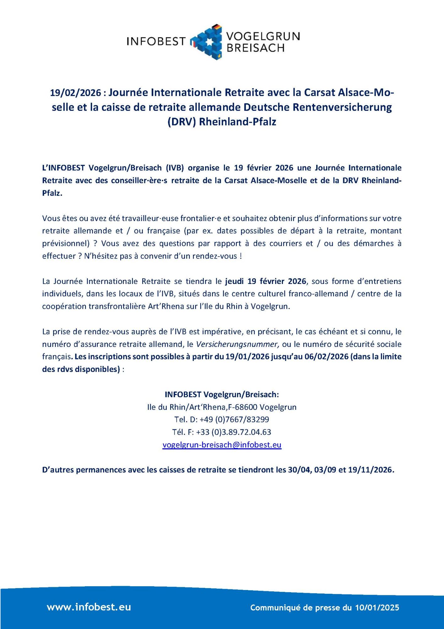 Journ&eacute;e internationnale de retraite allemand et fran&ccedil;ais du 19 f&eacute;vrier 2026