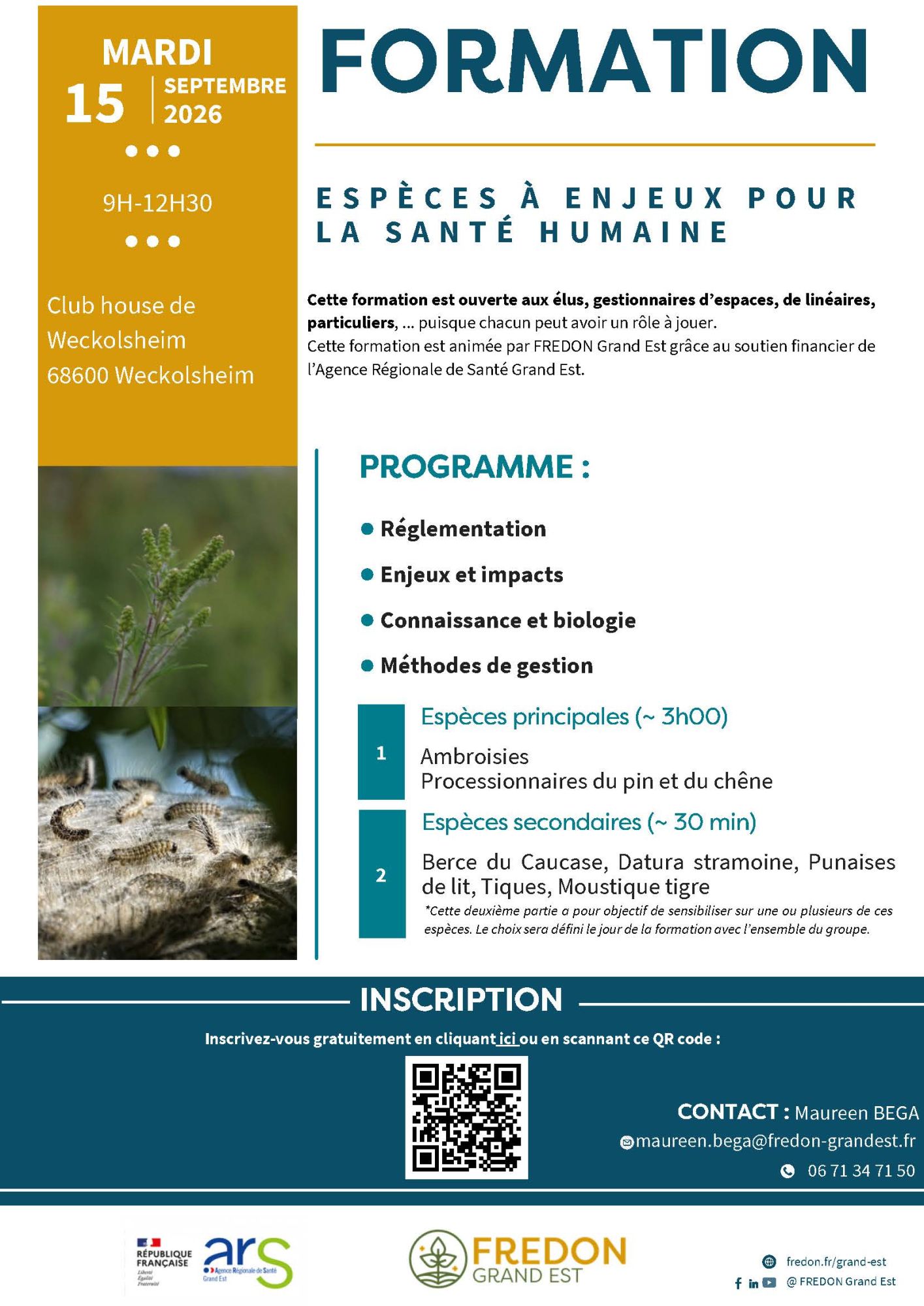 Formation Espèce à enjeux pour la santé humaine Formation Espèce à enjeux pour la santé humaine