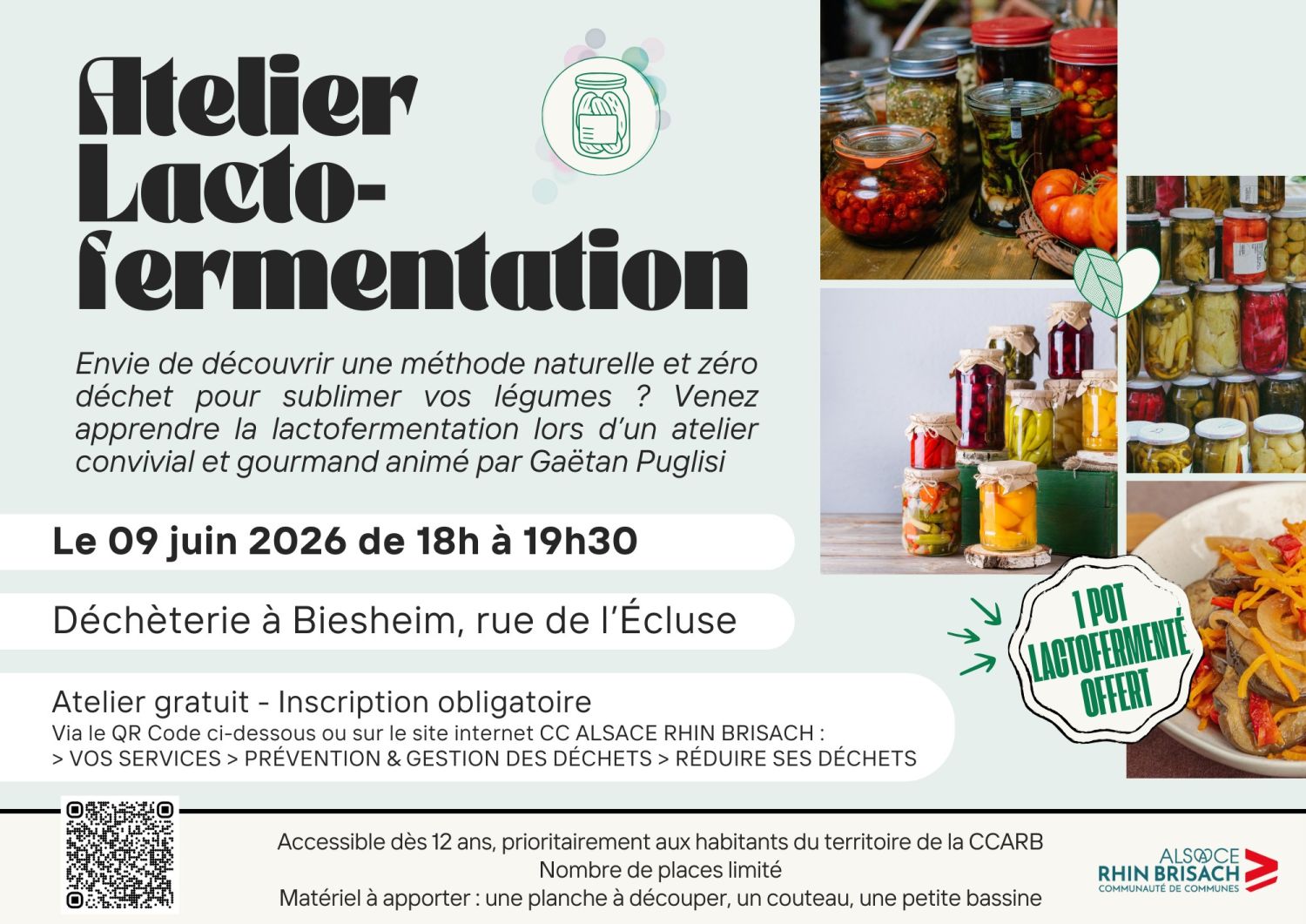 Lactofermentation Affiche atelier zéro déchet