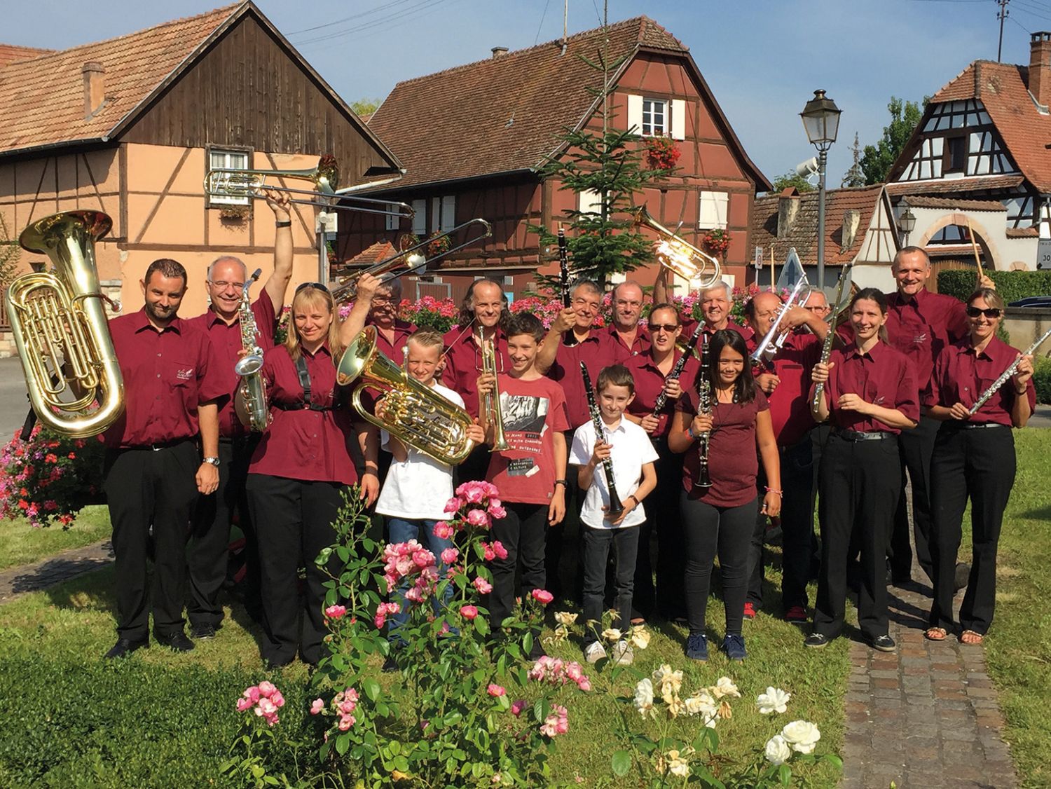 Les musiciens de l'Echo du Rhin à la fête du lait à Jebsheim en 2016